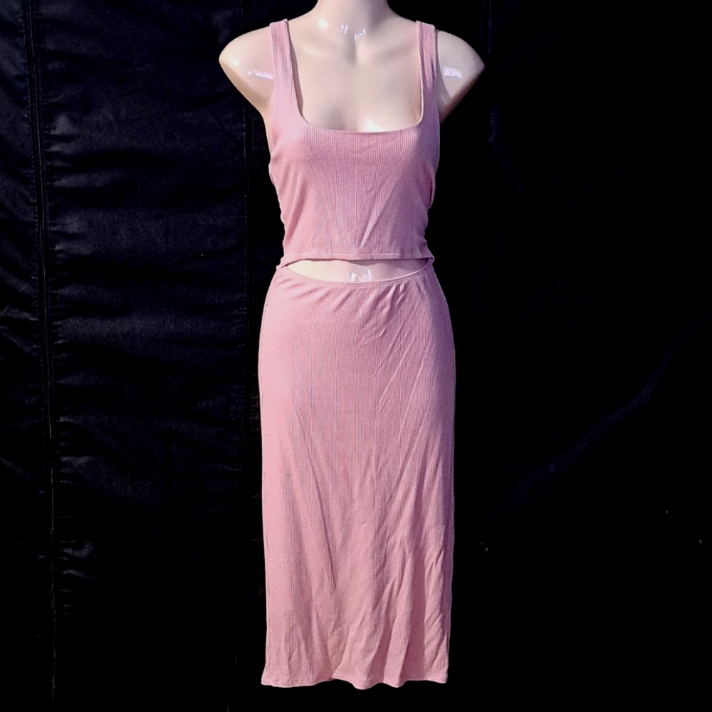 Baby Pink Cropped Midi Dress